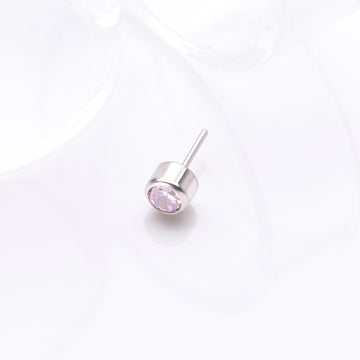 Detail View 1 of Implant Grade Titanium OneFit Threadless Bezel Round Gem Sparkle Top Part-Pink